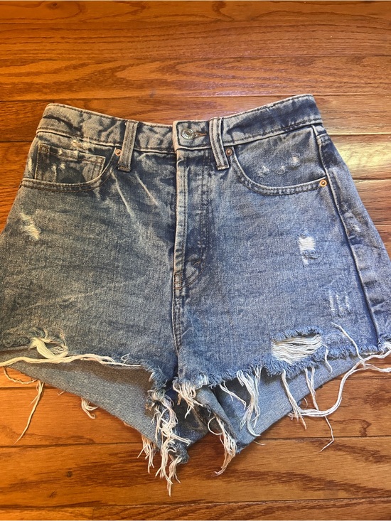 wild fable Pants - wild fable Distressed High Waist Denim Shorts - Blue